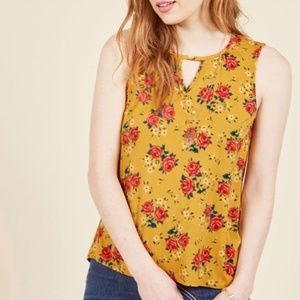 Mustard Rose Floral Print tank top